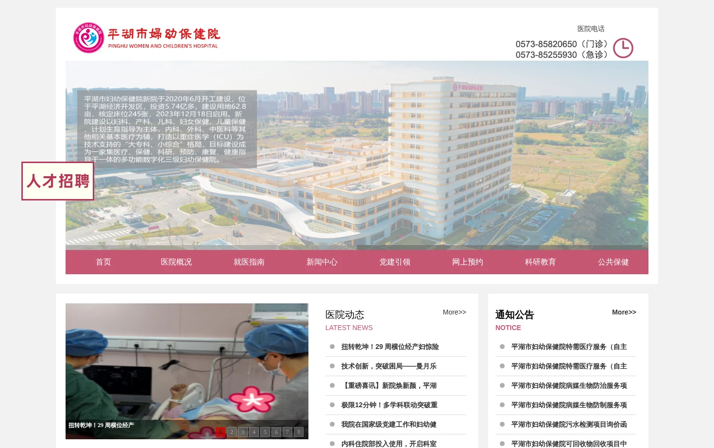平湖市妇幼保健院 页面快照
